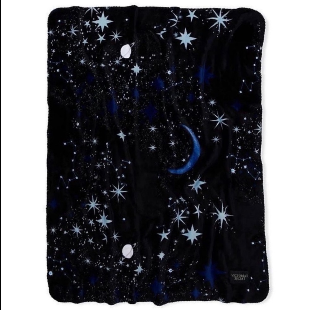 *NWT* Victoria Secret Black Blue Star Sherpa Blanket